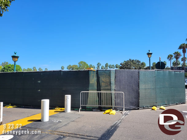 The scrims are back and you no longer have a view of the grading going on in Downtown Disney. The Monorail was closed due to heat so no pictures today.