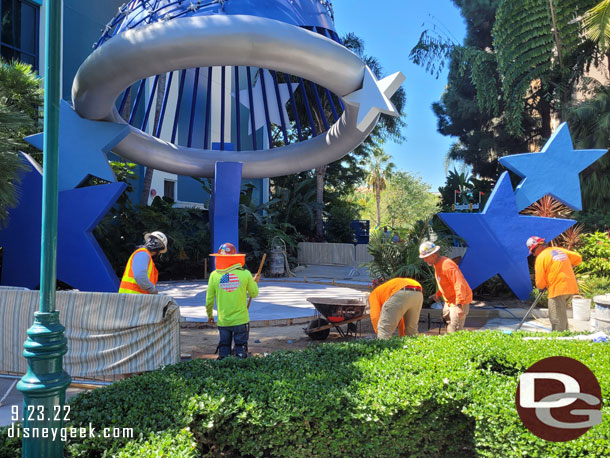 A crew working on the pavement.