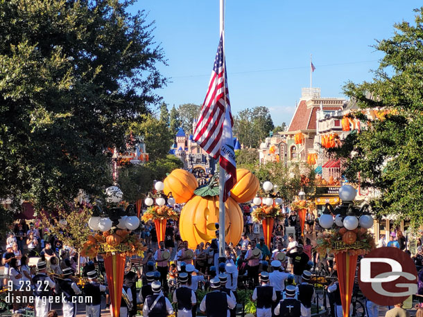 The lowering of the flags