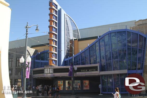 The Animation Building lobby is unavailable and to enter the Animation Academy or Turtle Talk you use the side doors.