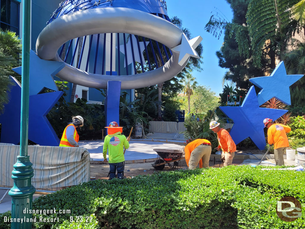 A crew working on the pavement.