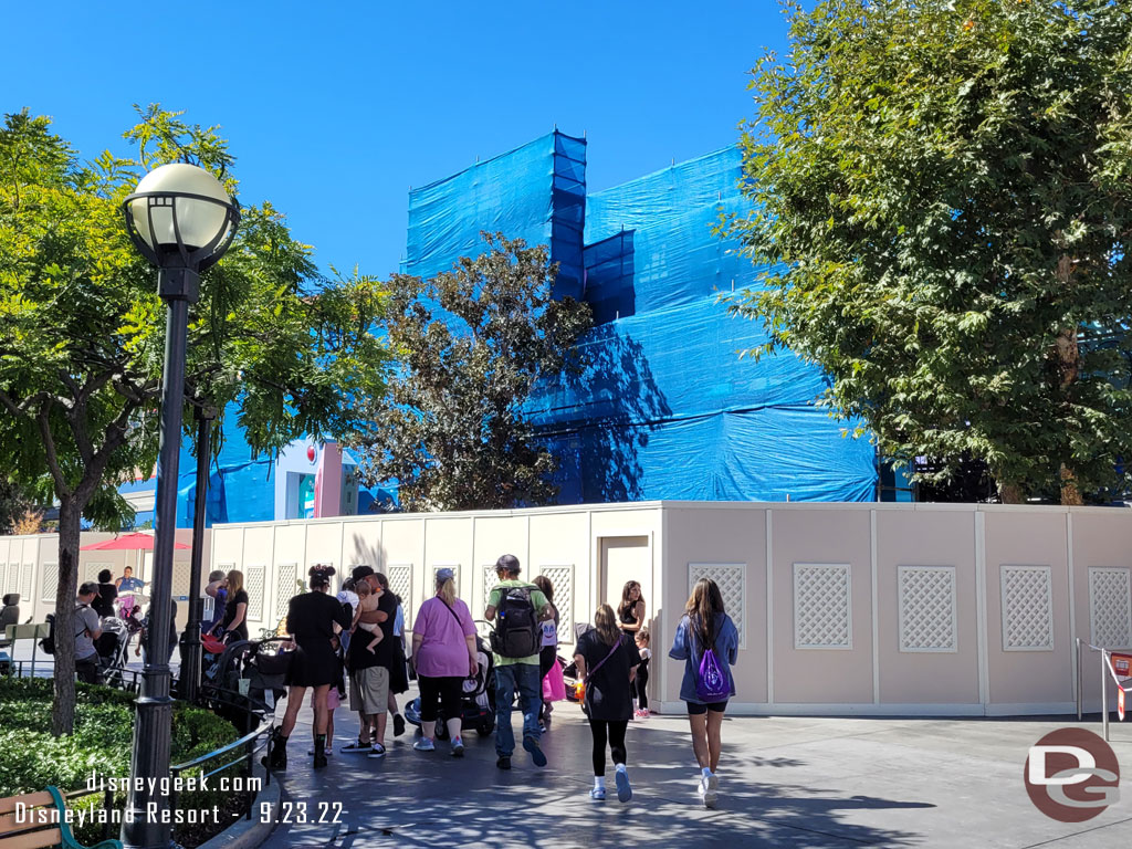 Work continues on the Monsters Inc facade, the attraction is open.