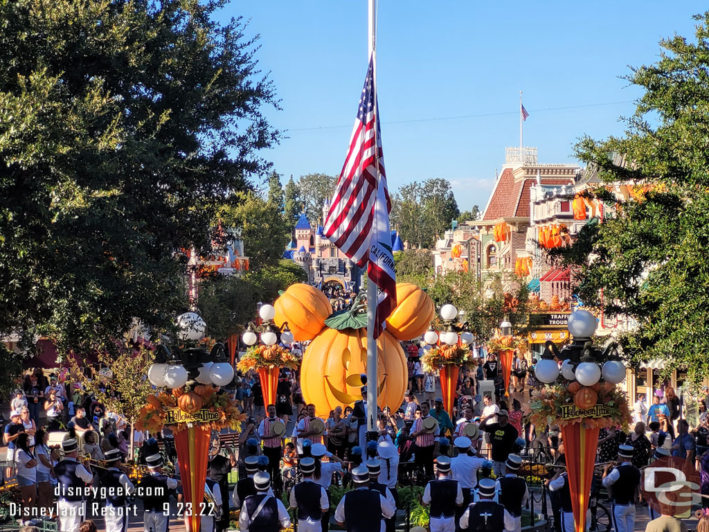 The lowering of the flags