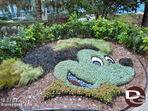 Mickey Mouse near the Frontier Tower