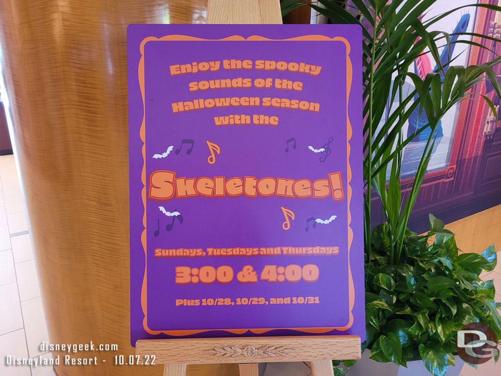 Disneyland Hotel Halloween entertainment three days a week this year.