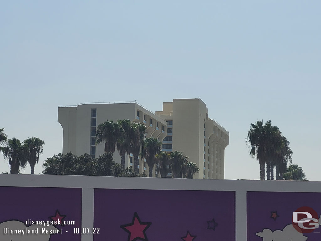 Not much visible change from this distance/angle on the Paradise Pier Hotel transformation.