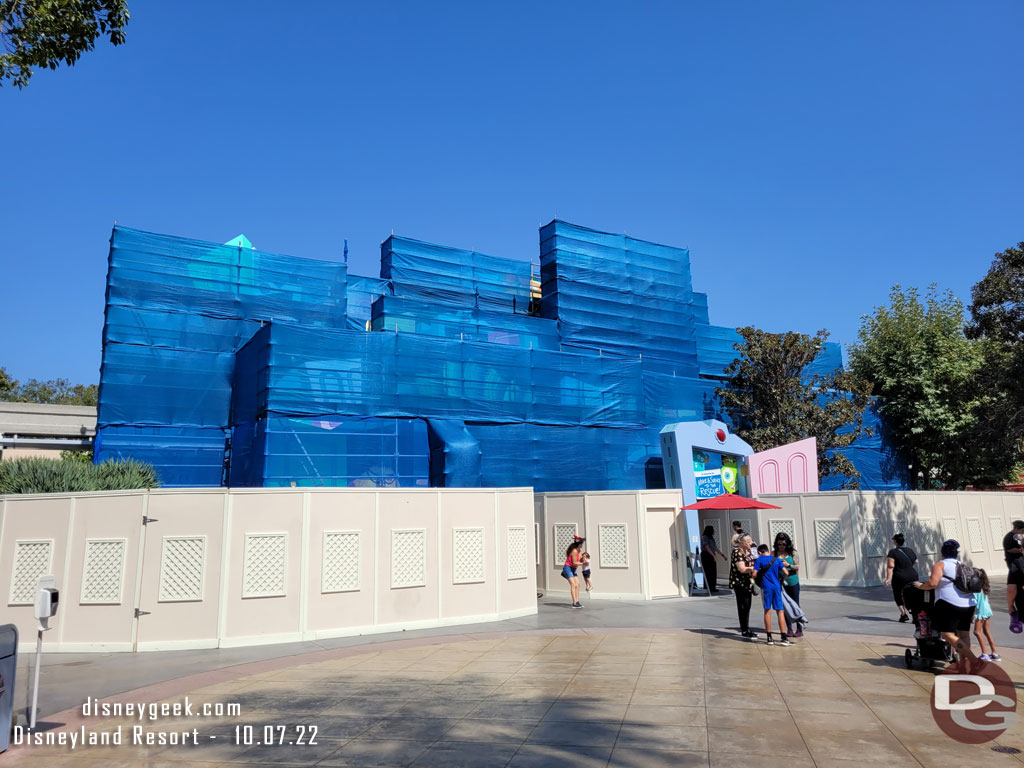 Work on the Monsters Inc facade continues.