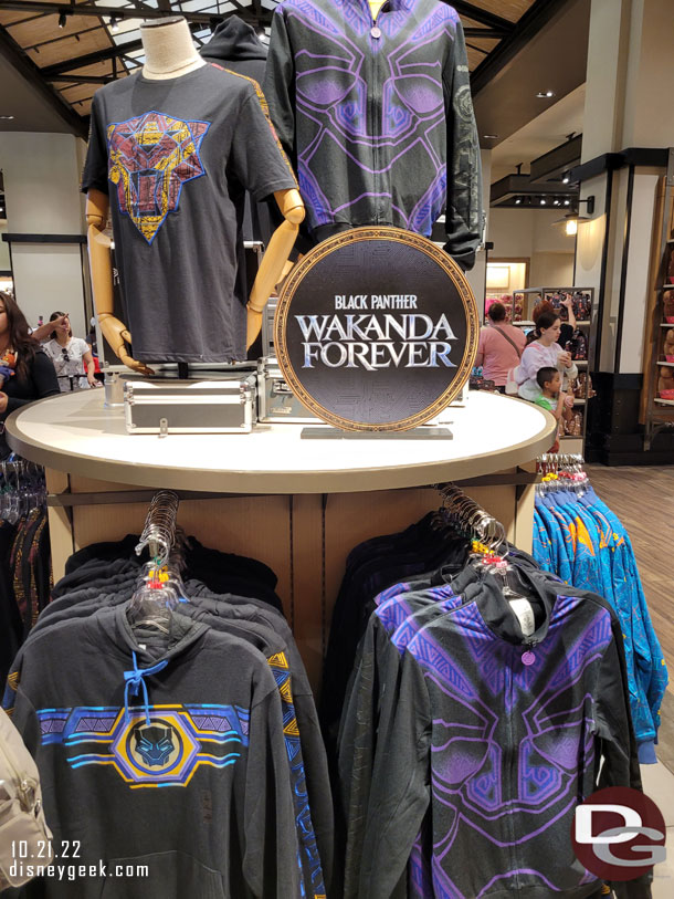 Black Panther: Wakanda Forever featured on a center walkway display.