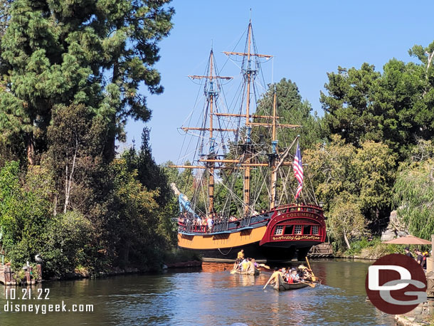 The Columbia and canoes on the Rivers of America today.