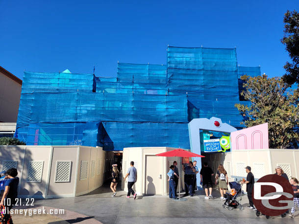 The Monsters Inc facade work continues.