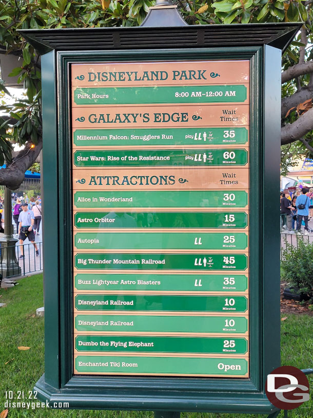 Disneyland wait times at 5:56pm