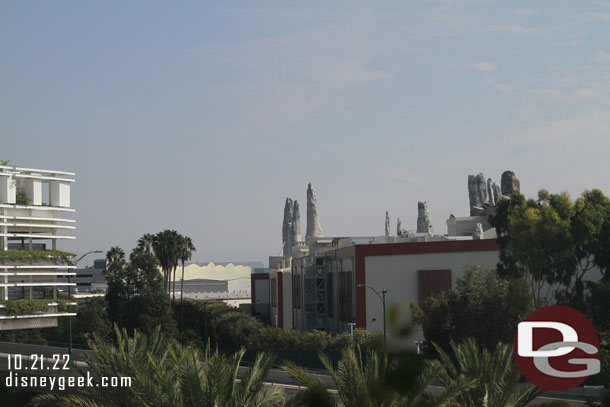 Looking out toward Toontown you can see the hills on the parking structure in the distance.