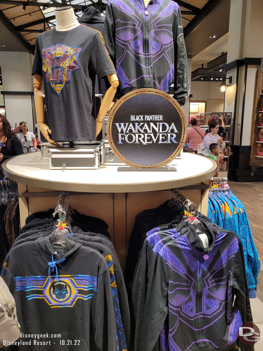 Black Panther: Wakanda Forever featured on a center walkway display.