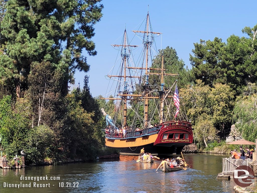 The Columbia and canoes on the Rivers of America today.