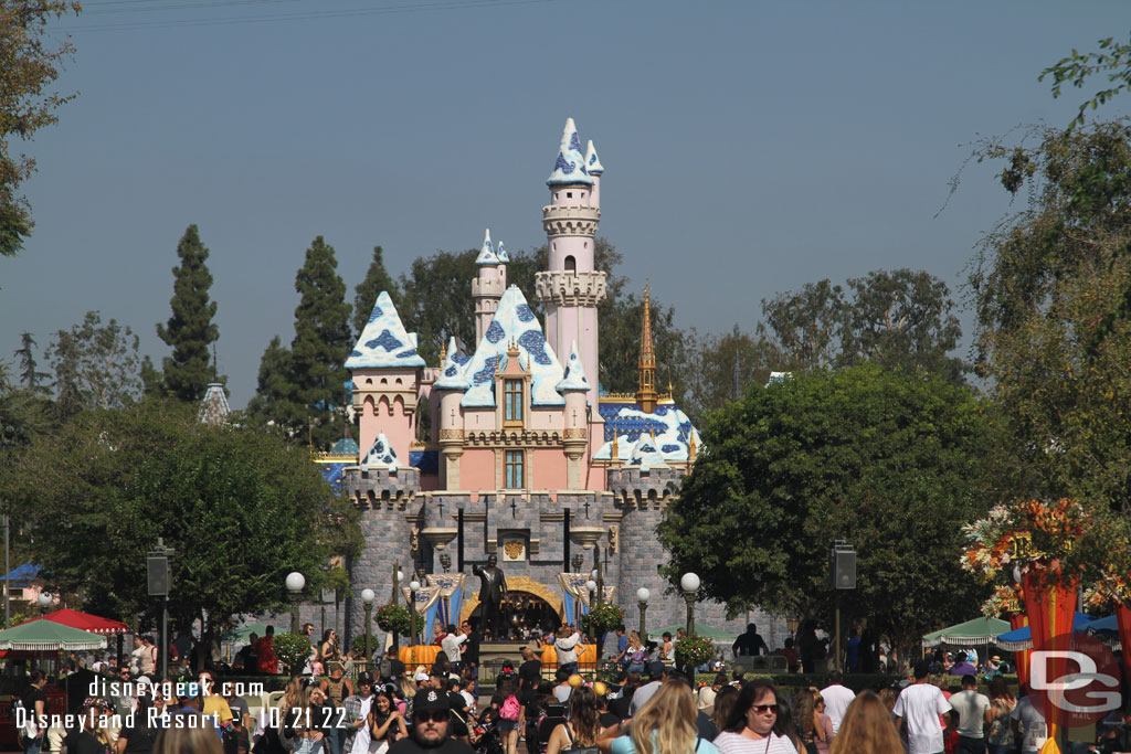 The annual snowfall on Sleeping Beauty Castle is just about complete.