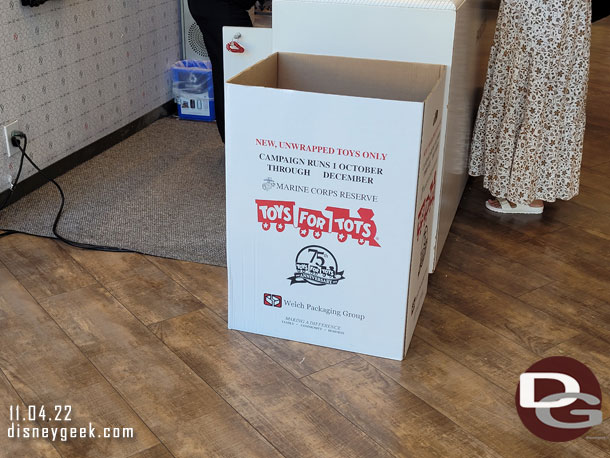 The annual Toys for Tots drive is underway with drop off boxes in many of the shops in Downtown Disney