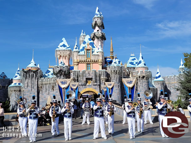 The Disneyland Band performing at Sleeping Beauty Castle.