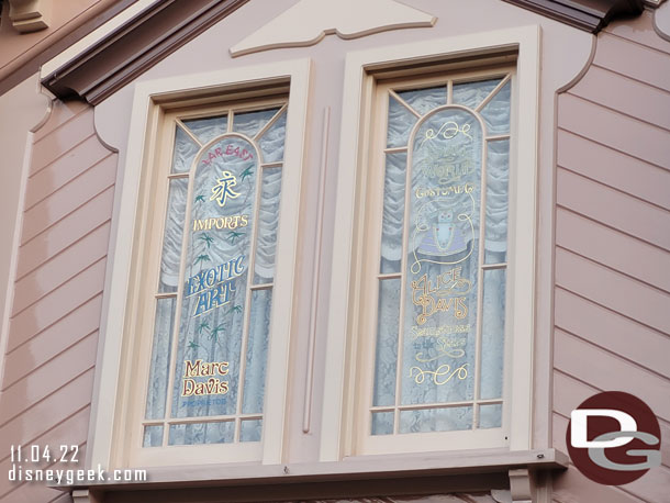 Disney Legend Alice Davis passed away today at age 93. Here is her window and Marc's on Main Street USA