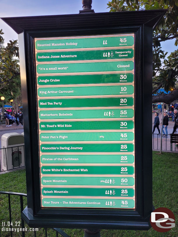 Disneyland wait times at 5:51pm