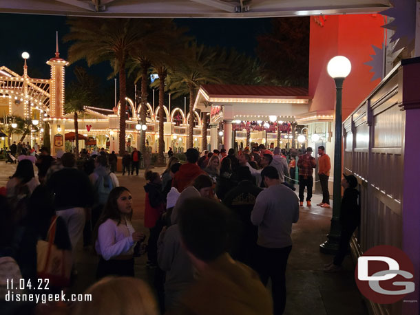 The queue for the swings was using its switchbacks and still stretched toward the Emotional Whirlwind.