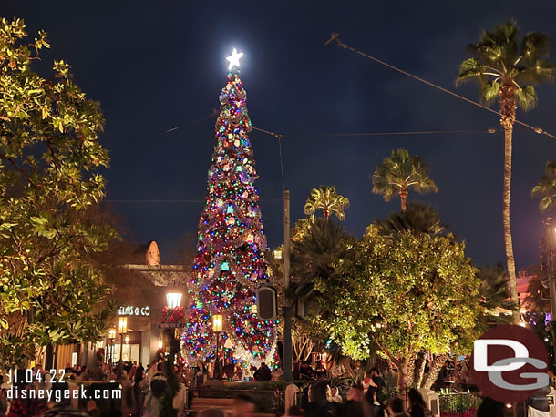 Making my way out of the park, a final look at the Buena Vista Street Christmas tree