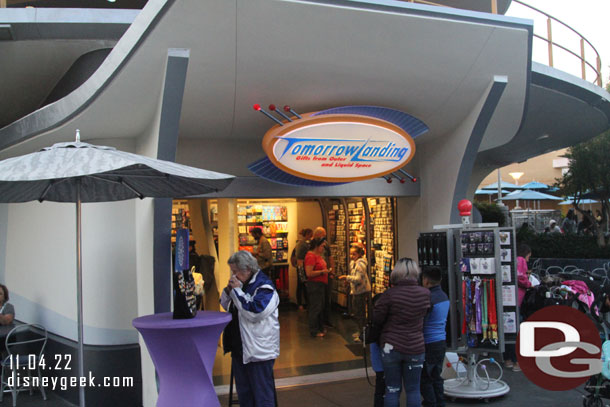 Tomorrow Landing is open and features a selection of MagicBands now plus pins and other merchandise still.