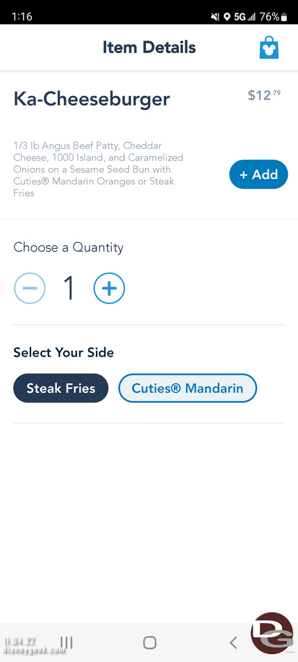 Went to order lunch and the Disneyland App will not let you customize your selection, you could not remove any of the burger toppings.  I tried a couple times and reinstalled the app, no luck.  