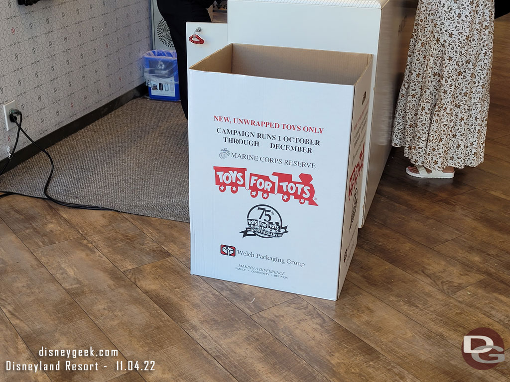 The annual Toys for Tots drive is underway with drop off boxes in many of the shops in Downtown Disney