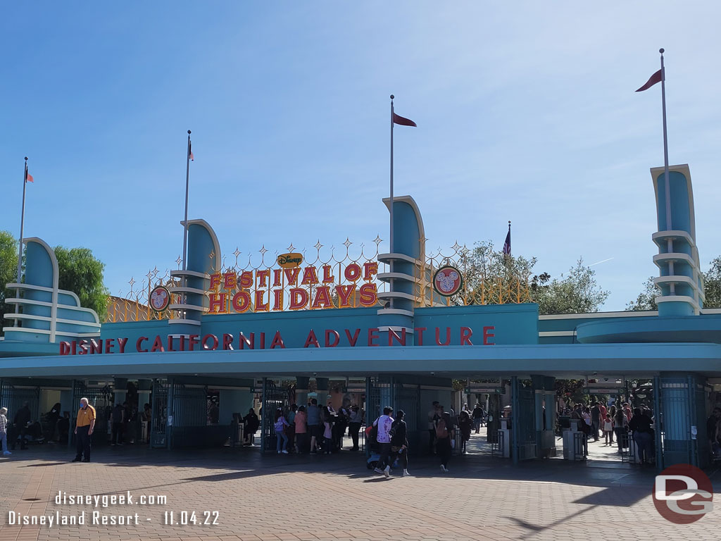 Halloween is removed and Festival of Holidays is taking over Disney California Adventure