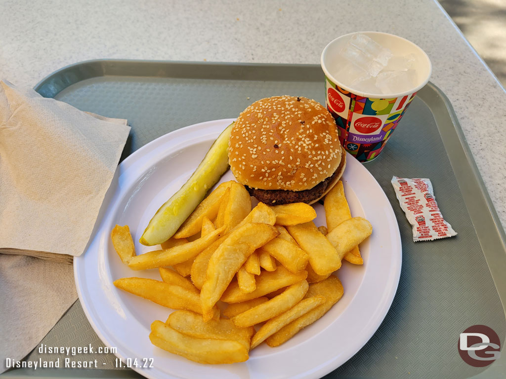 1:38pm - Got my plain burger and even succeeded in a cup of ice (first time in months they gave me one).   In the end skipping mobile order saved me time as the return time was not until 1:45pm.