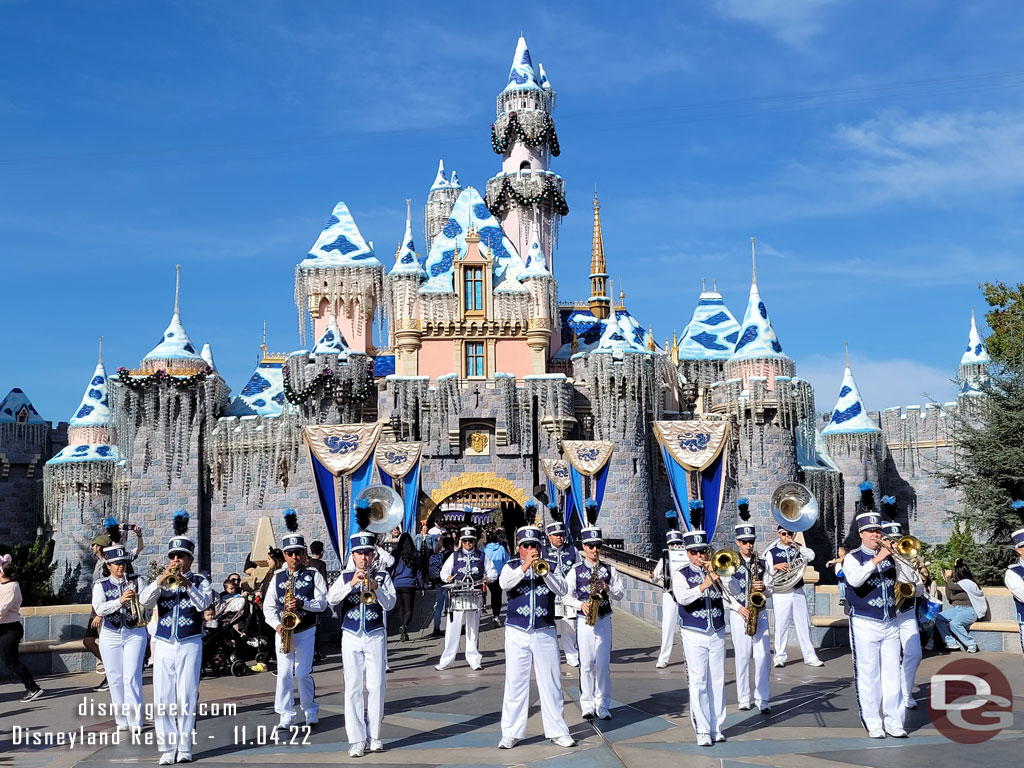 The Disneyland Band performing at Sleeping Beauty Castle.