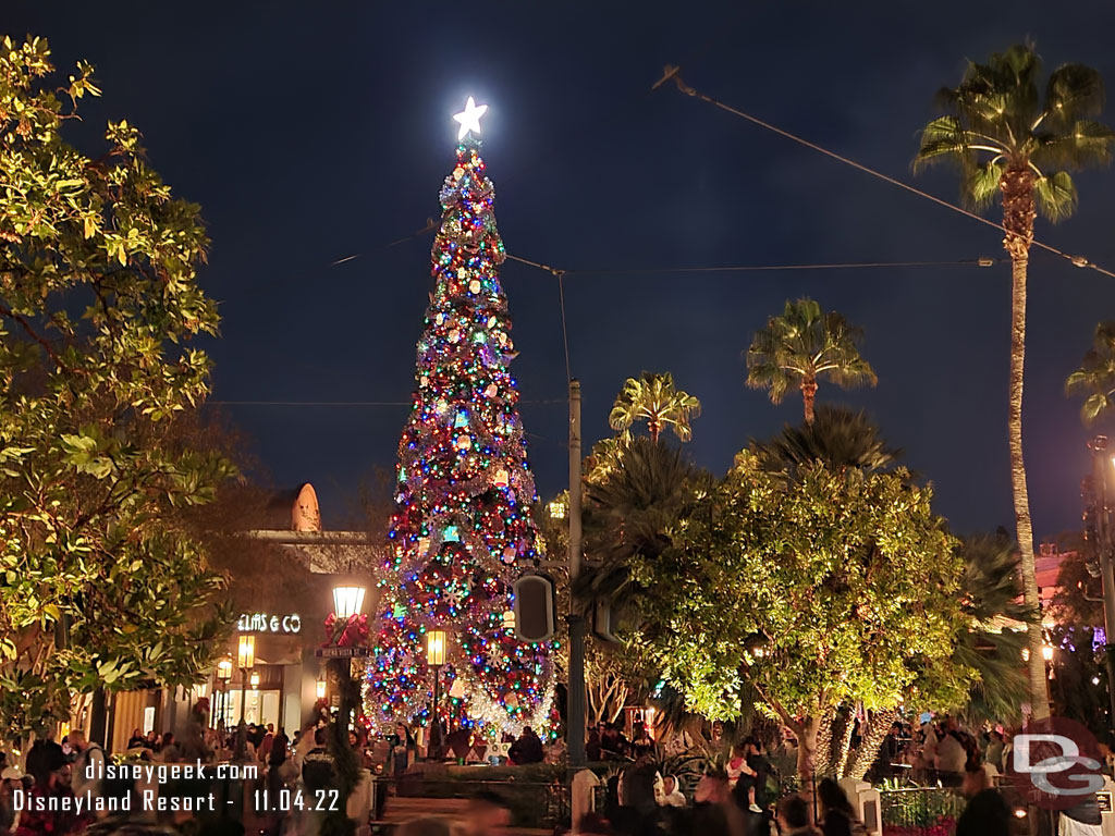 Making my way out of the park, a final look at the Buena Vista Street Christmas tree