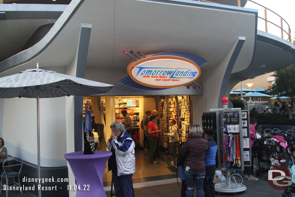 Tomorrow Landing is open and features a selection of MagicBands now plus pins and other merchandise still.