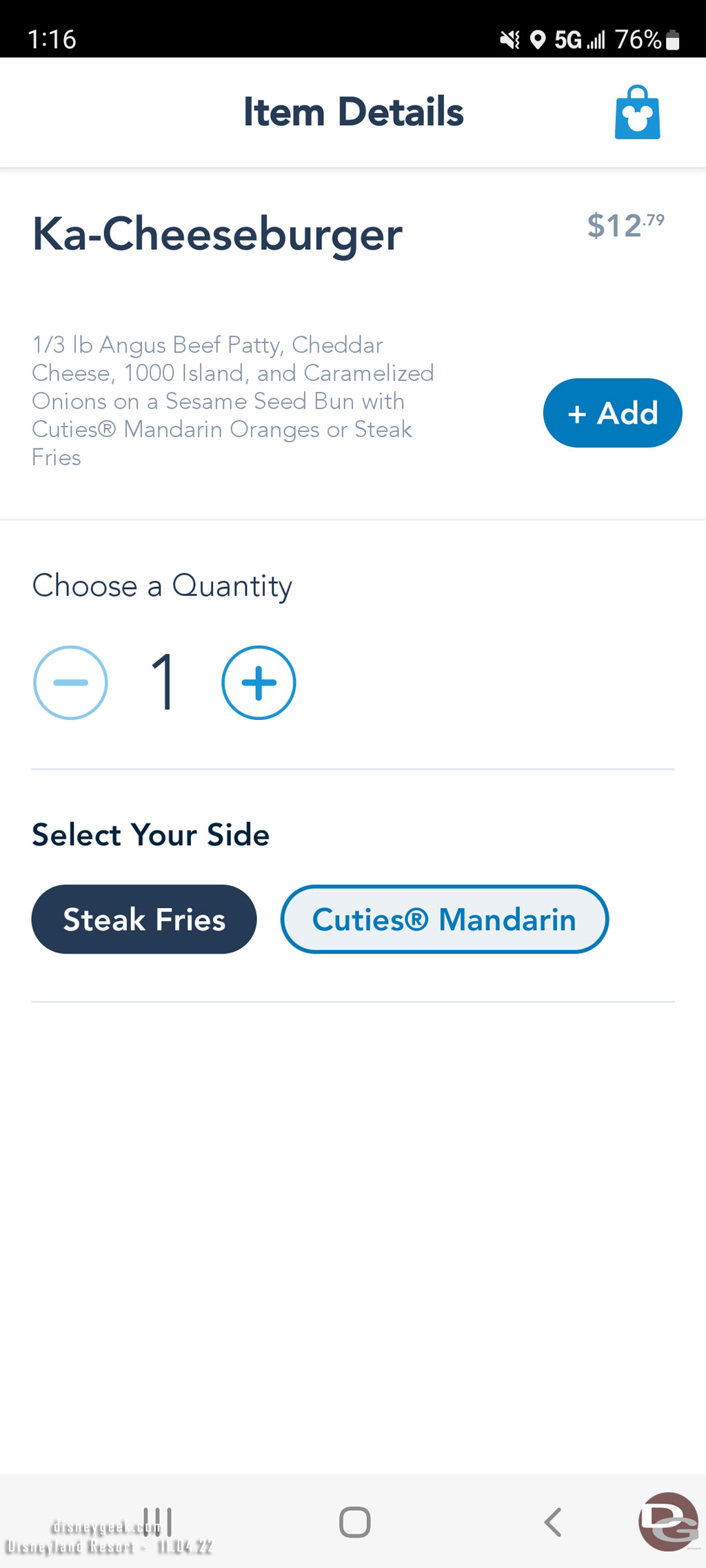 Went to order lunch and the Disneyland App will not let you customize your selection, you could not remove any of the burger toppings.  I tried a couple times and reinstalled the app, no luck.  