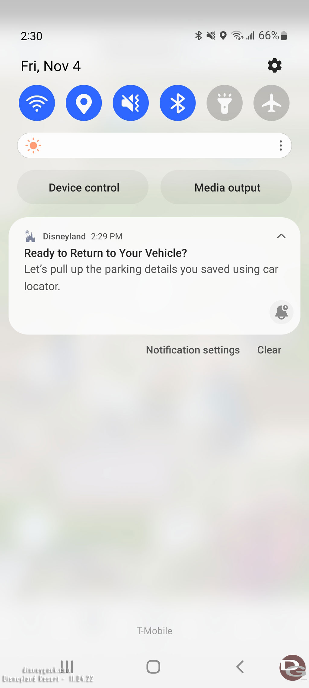 As I left the park the Disneyland App did another Car Locator push...  not ready to leave yet. Interesting this happened every time I park hopped but did not happen when I actually left for the evening.