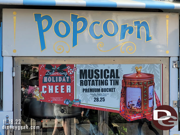 The holiday popcorn bucket was available at a number of locations throughout the park.