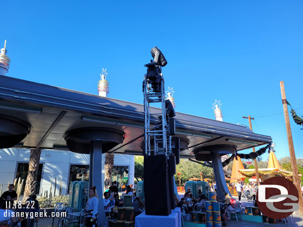 Lights set up in front of Flo's.. assuming more Christmas Parade taping.