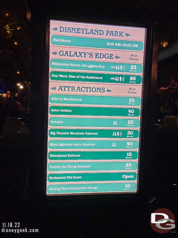 7:20pm - Disneyland wait times