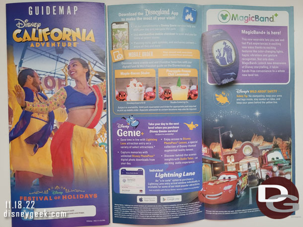 The Disney California Adventure park guidemap.