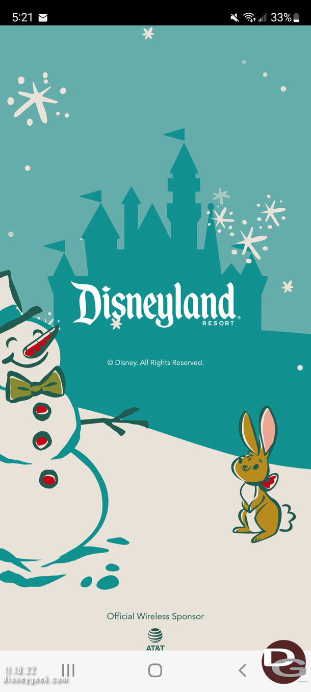 The Disneyland App features a winter animation when you open it.