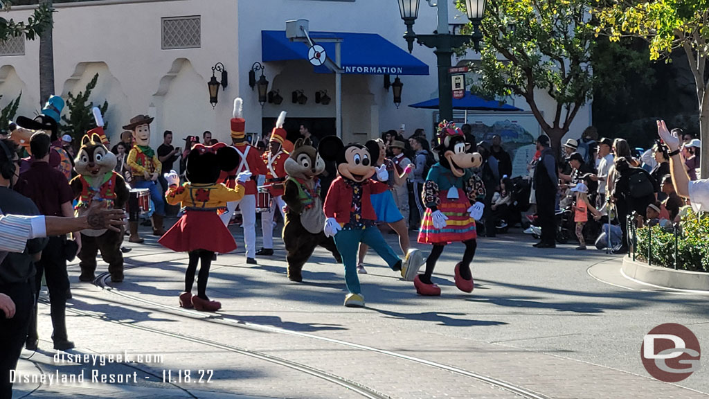 Mickey and Minnie leading Mickey