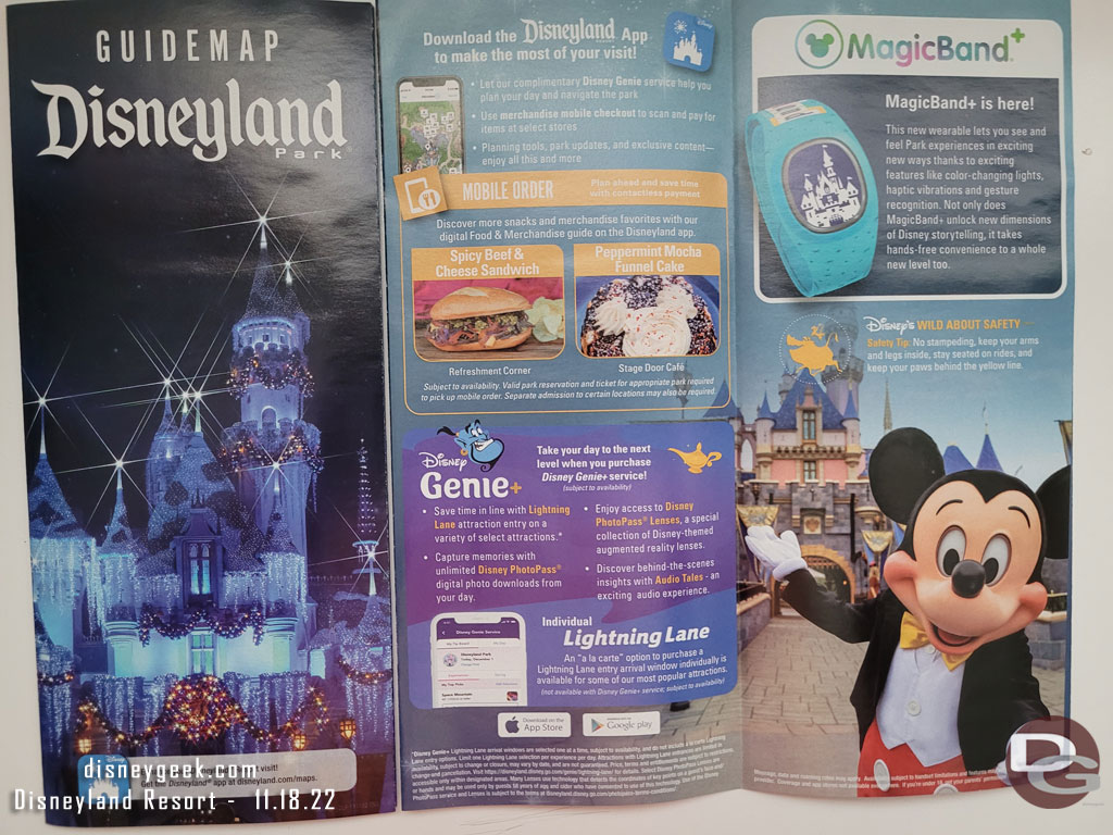 The current Disneyland guidemap cover and advertisements.