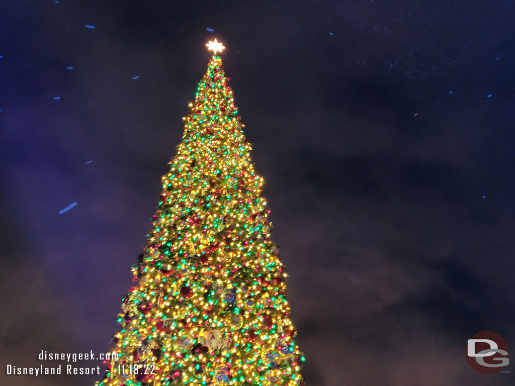 9:42pm - One last picture of the  Christmas tree on the way out.