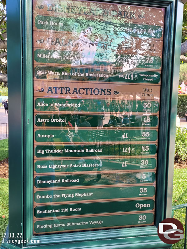 11:11am - Disneyland wait times