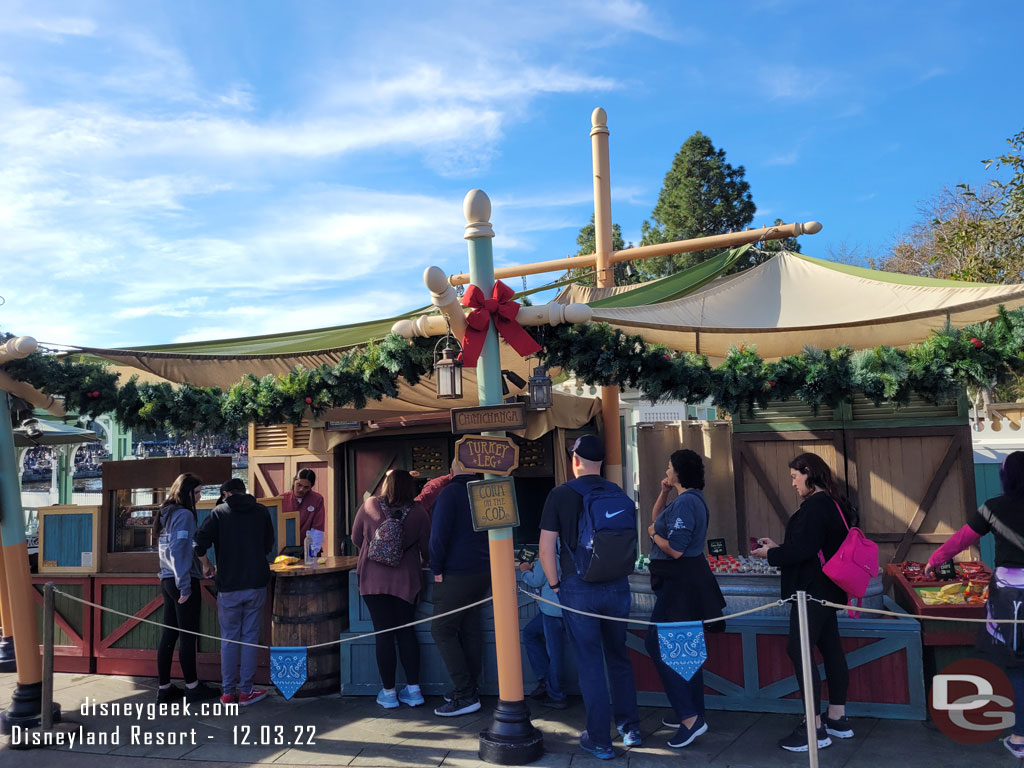 Passing through Frontierland.  Some Christmas decorations on the Ship to Shore Market