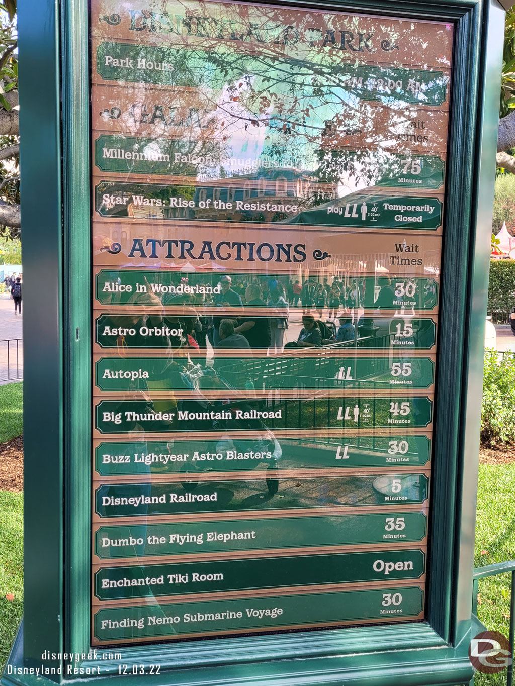 11:11am - Disneyland wait times