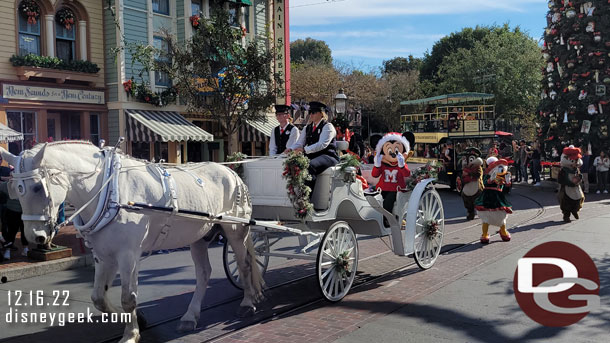 Mickey Mouse with Minnie Mouse in the lead carriage.