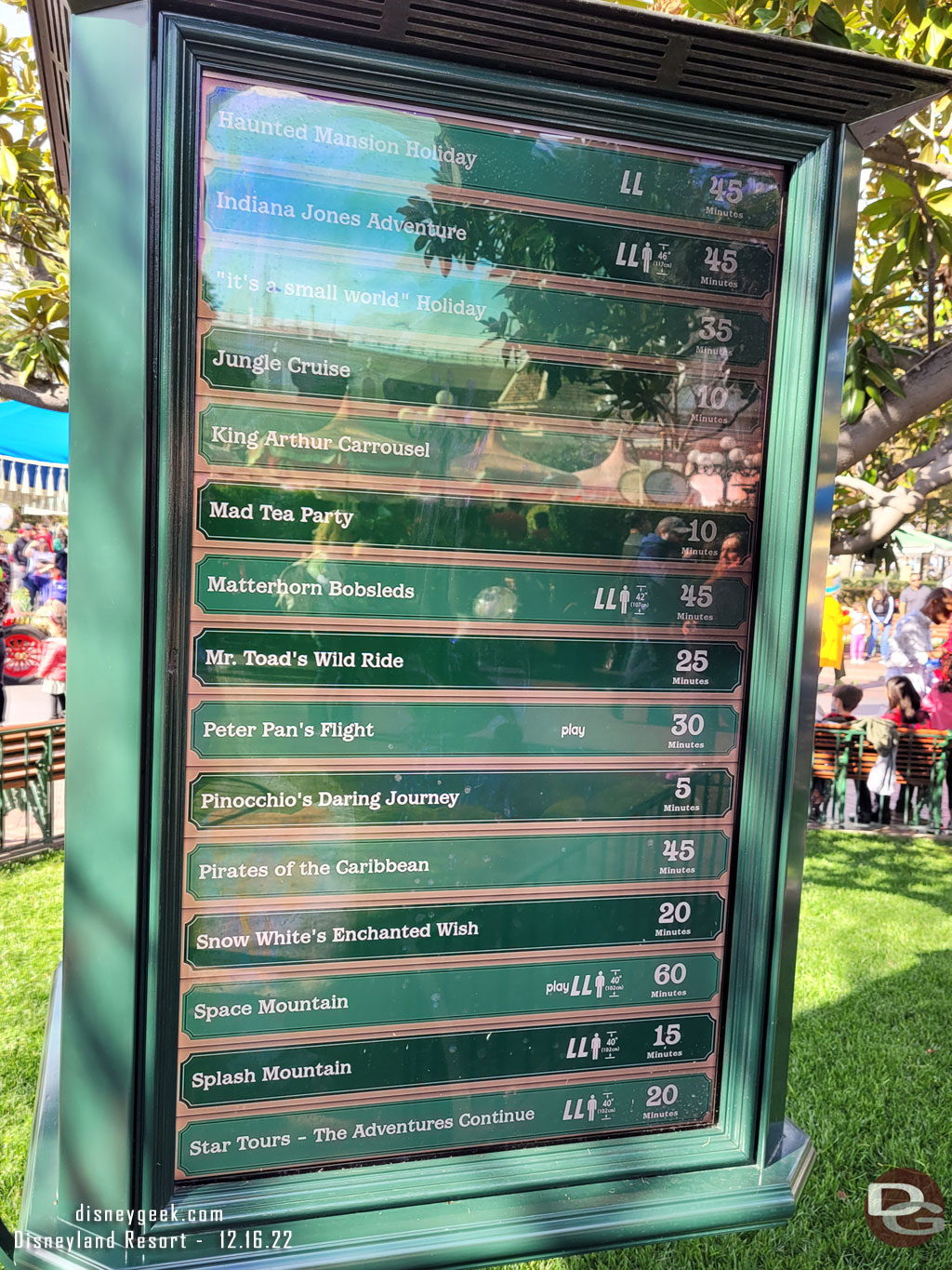 12:50pm - Disneyland Wait Times