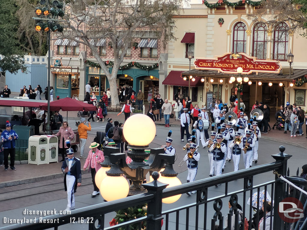 Ready for the Flag Retreat, they entered through the parade gate vs marching down Main Street USA today.