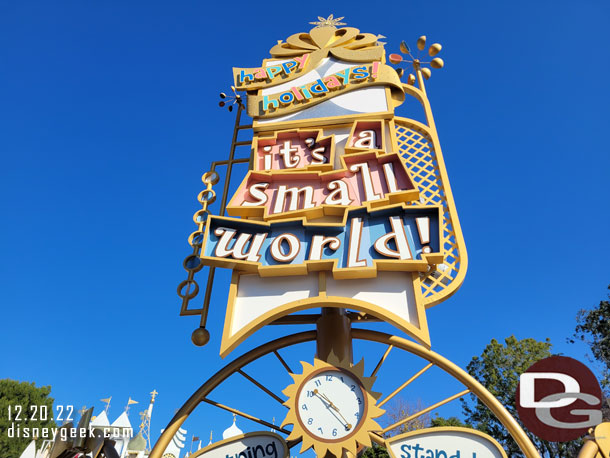 10:22 - Time for it's a small world holiday.  It was posted at 30 minutes but looked less.